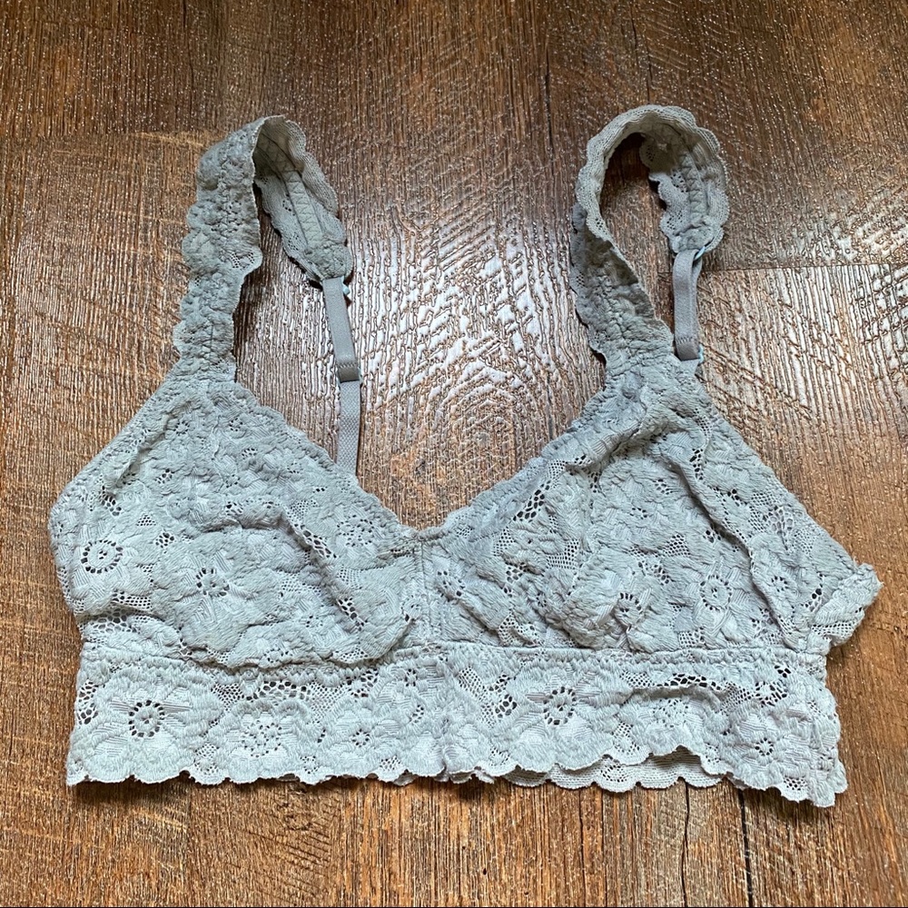 Aerie Gray Lace Bralette Small